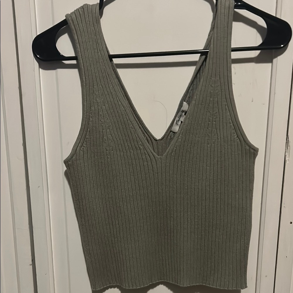 Madewell Olive Ribbed Knit Crop Top